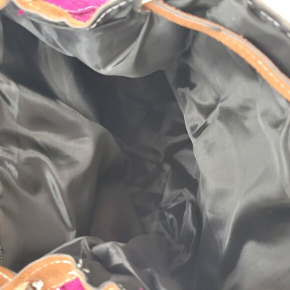 Handcrafted Floral Embroidered Cotton & Faux Suede Backpack - Picture 5 of 9